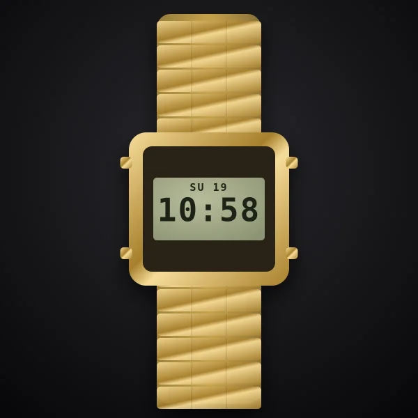 Retro Gold Digital Watch