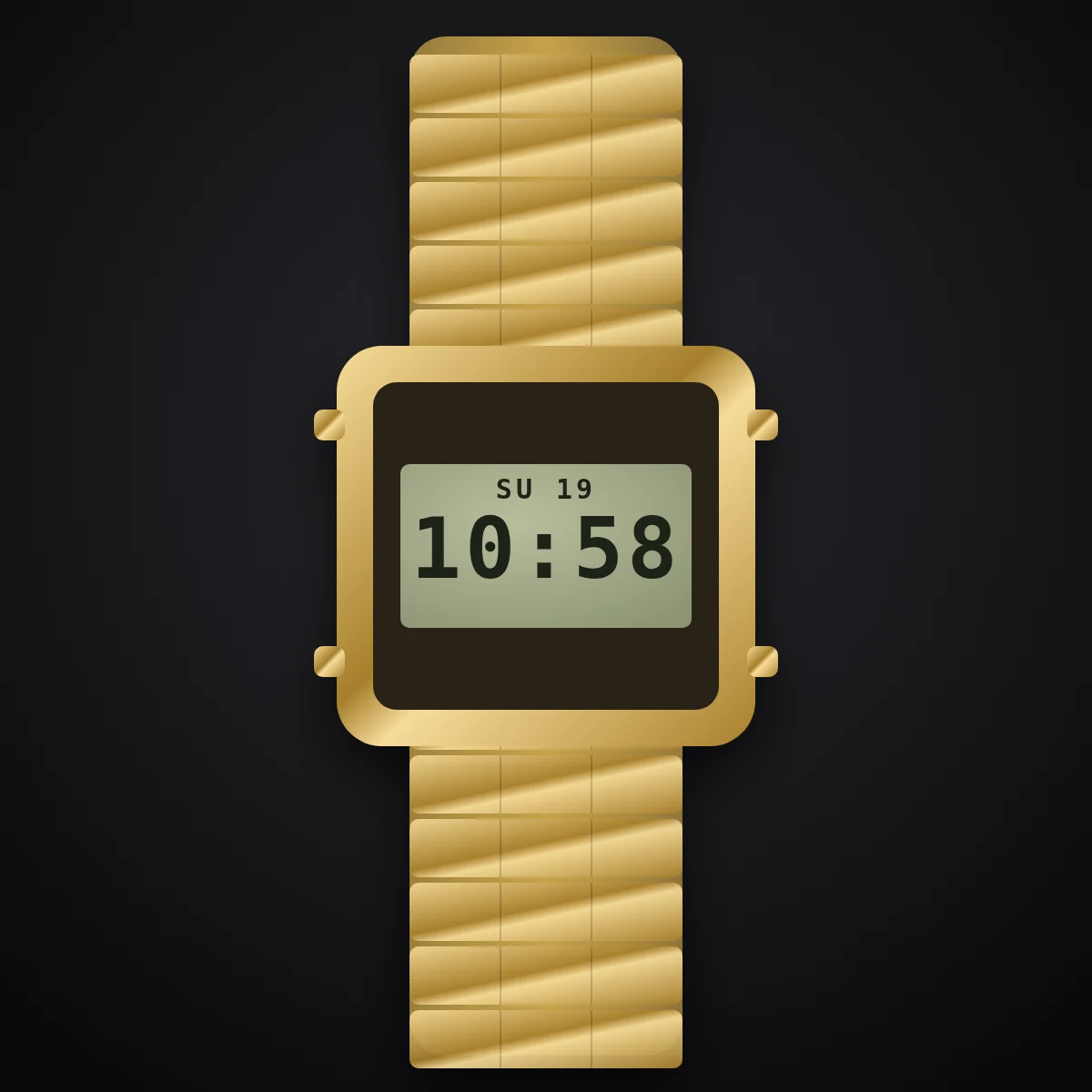 Retro Gold Digital Watch