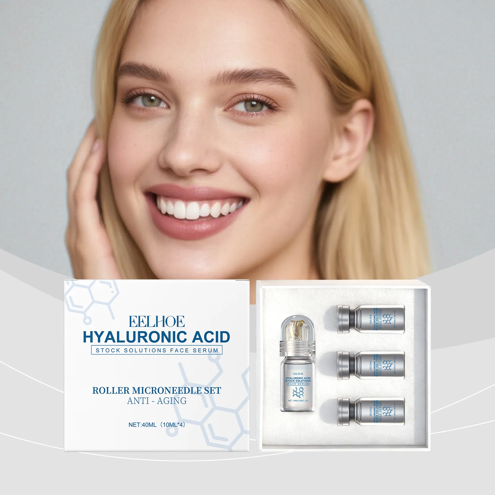 EELHOE Hyaluronic Acid Serum & Roller Set — 40 mL