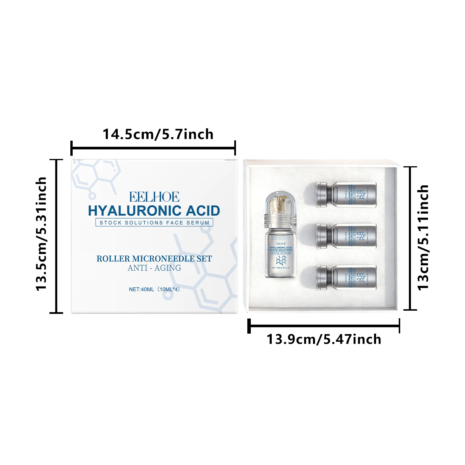 EELHOE Hyaluronic Acid Serum & Roller Set — 40 mL