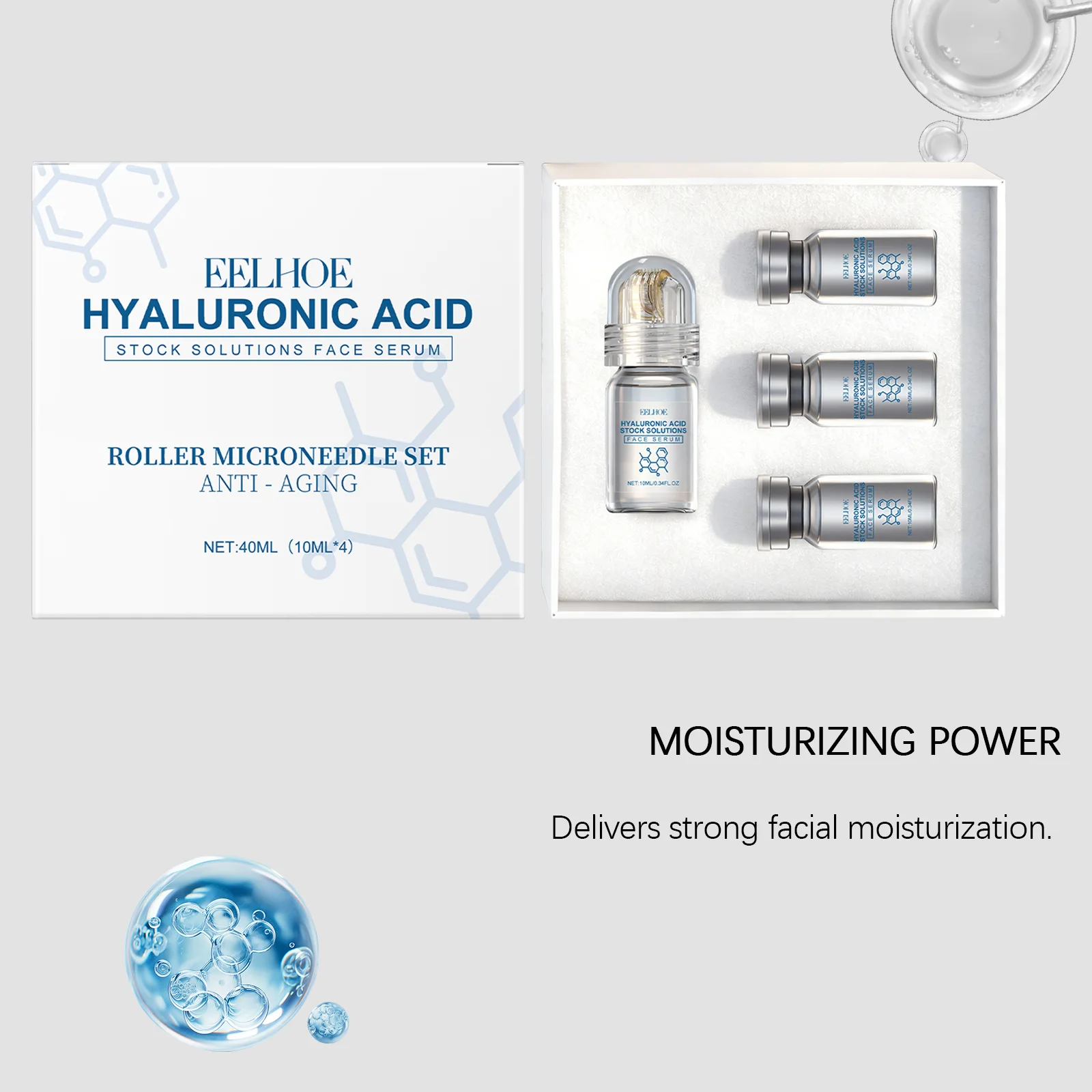 EELHOE Hyaluronic Acid Serum & Roller Set — 40 mL