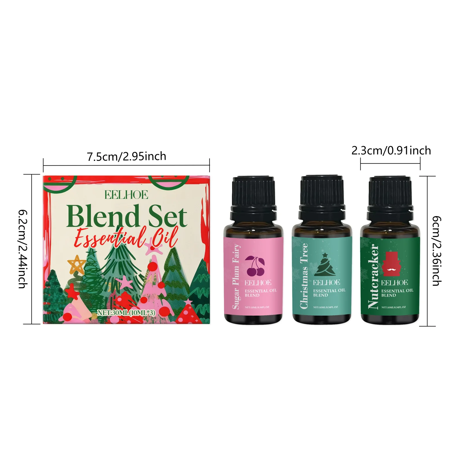 EELHOE Christmas Fragrance Oil Blend Set — 3 × 10 mL