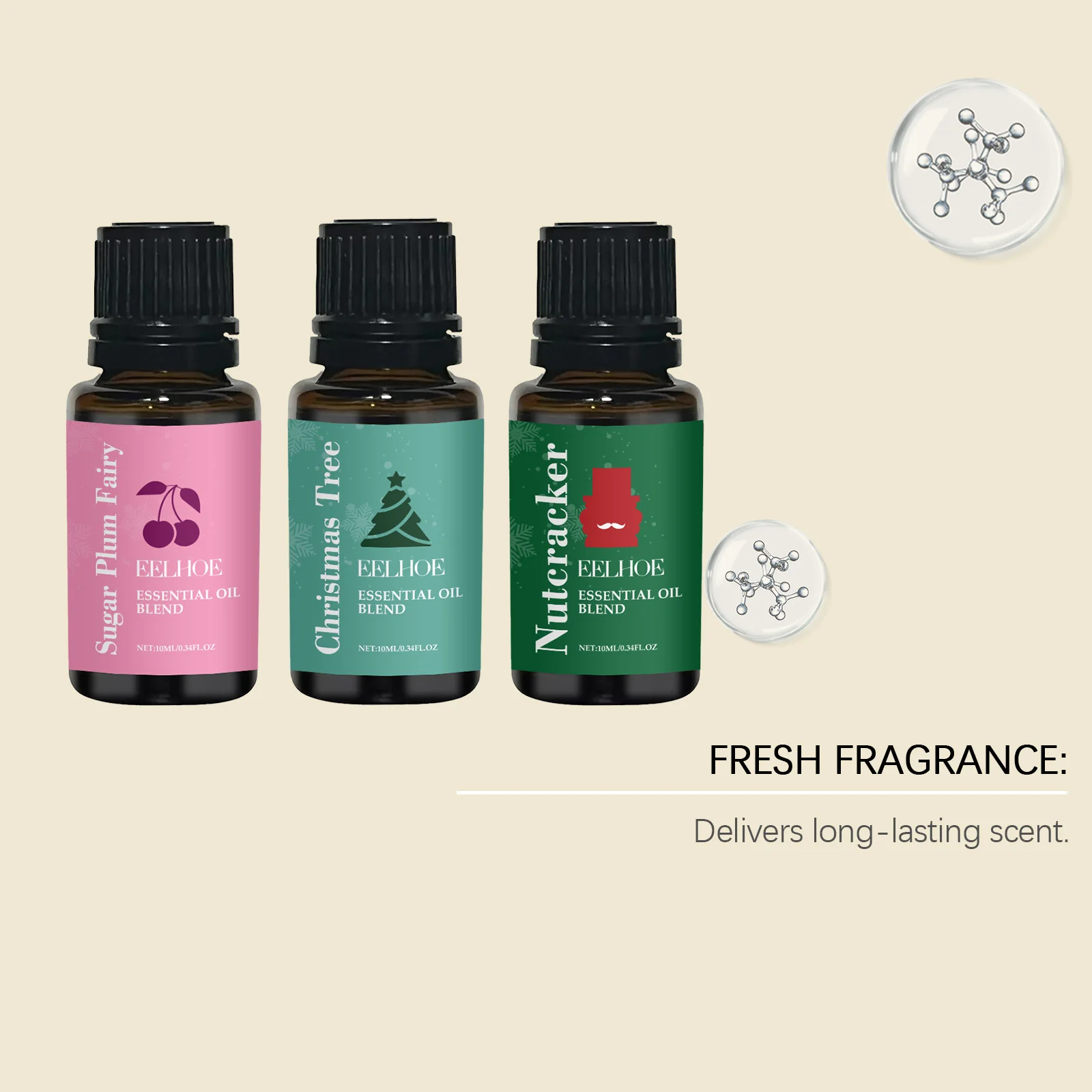 EELHOE Christmas Fragrance Oil Blend Set — 3 × 10 mL