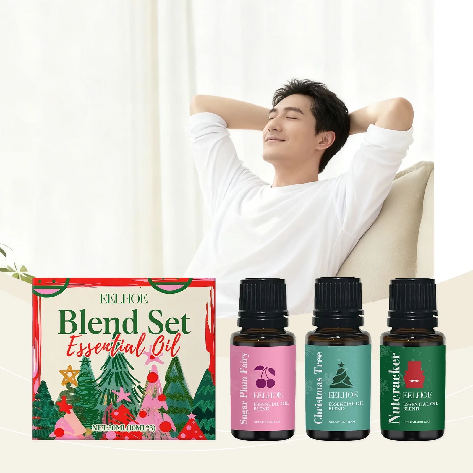 EELHOE Christmas Fragrance Oil Blend Set — 3 × 10 mL