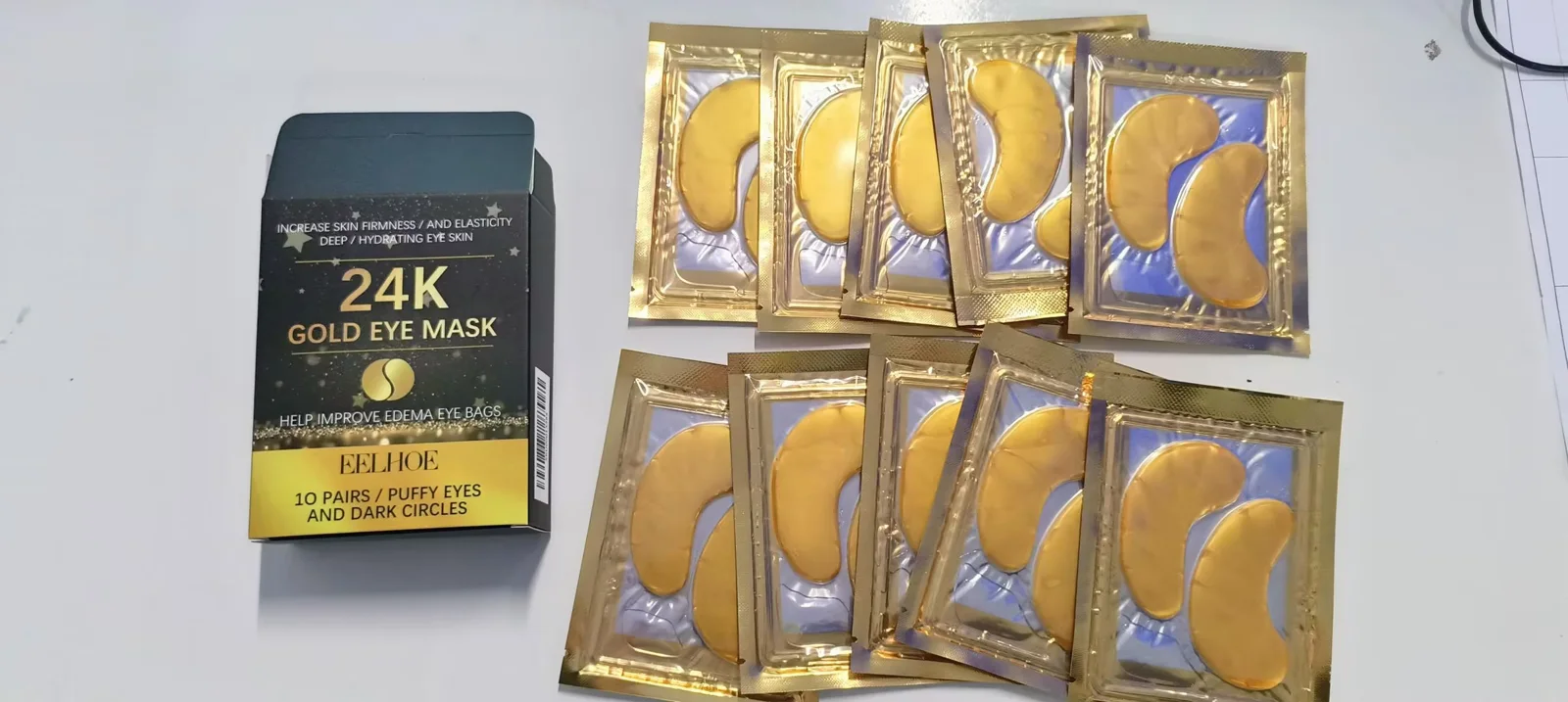 EELHOE Gold Hydrating Under-Eye Gel Pads — 10 Pairs (Travel Pack)